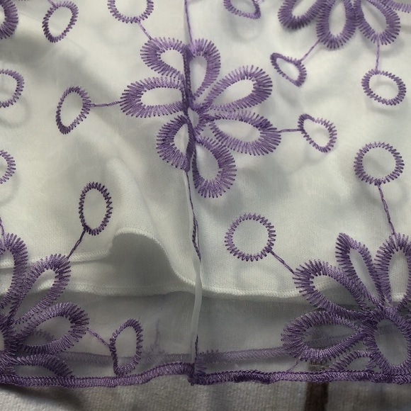 NWT SELF ESTEEM Sheer Layered Top Embroidered Purple Floral Puff Sleeve Girls 5 - Picture 8 of 15